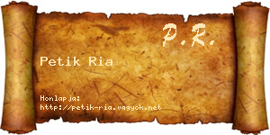 Petik Ria névjegykártya